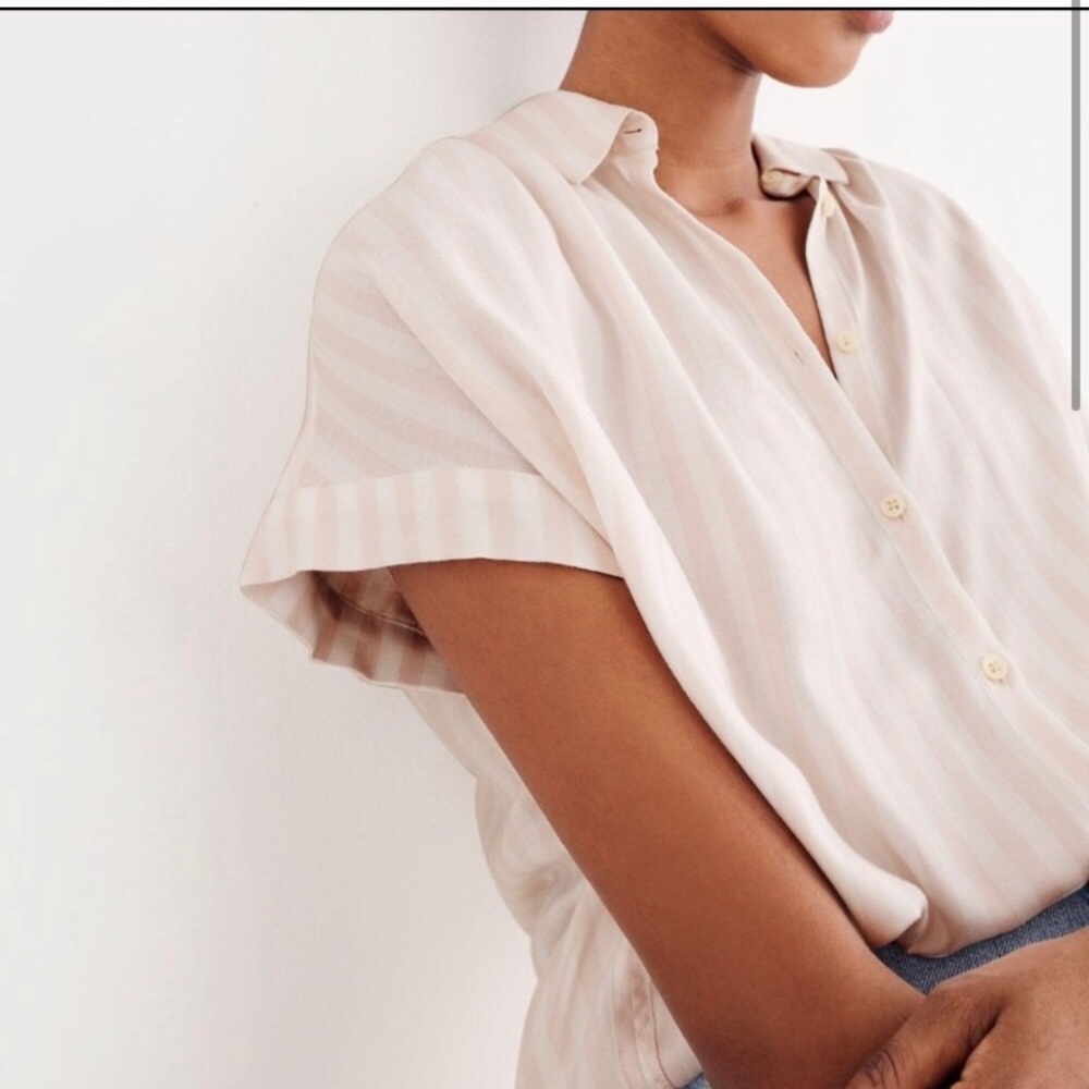 Madewell central shirt light pink stripe